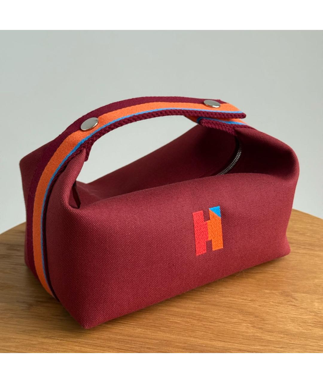 HERMES Бордовая хлопковая косметичка, фото 2
