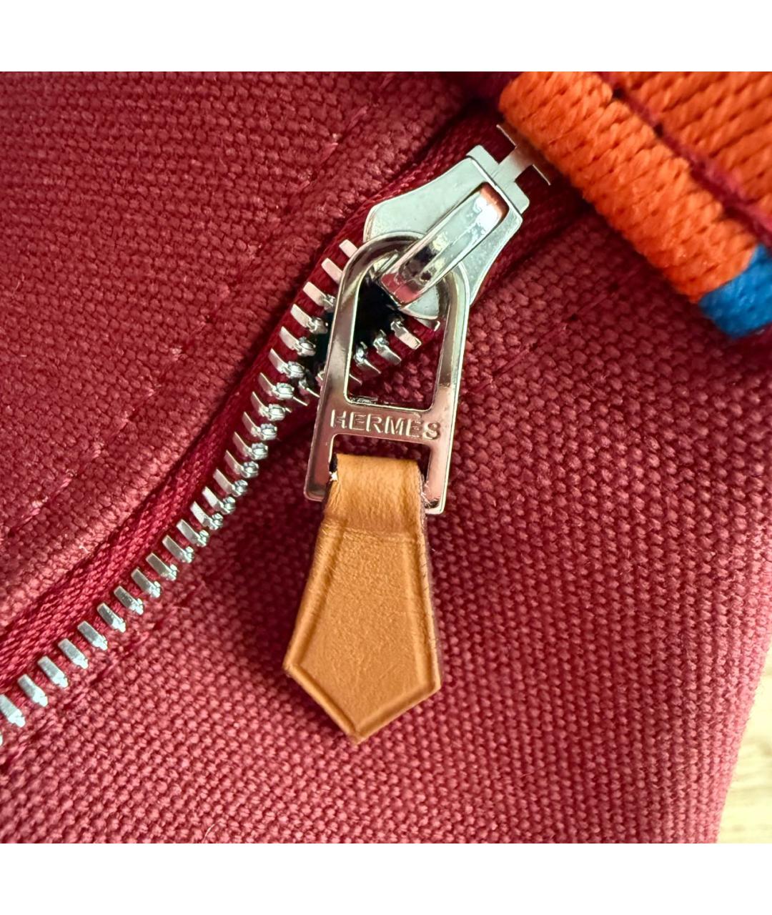 HERMES Бордовая хлопковая косметичка, фото 6