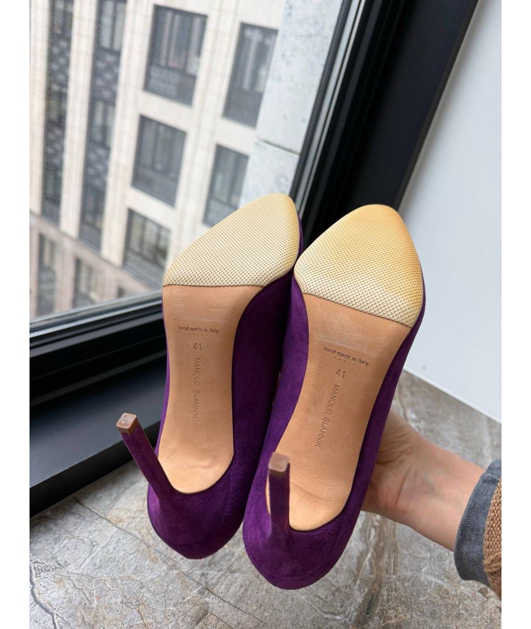 MANOLO BLAHNIK Фиолетовые замшевые туфли, фото 5