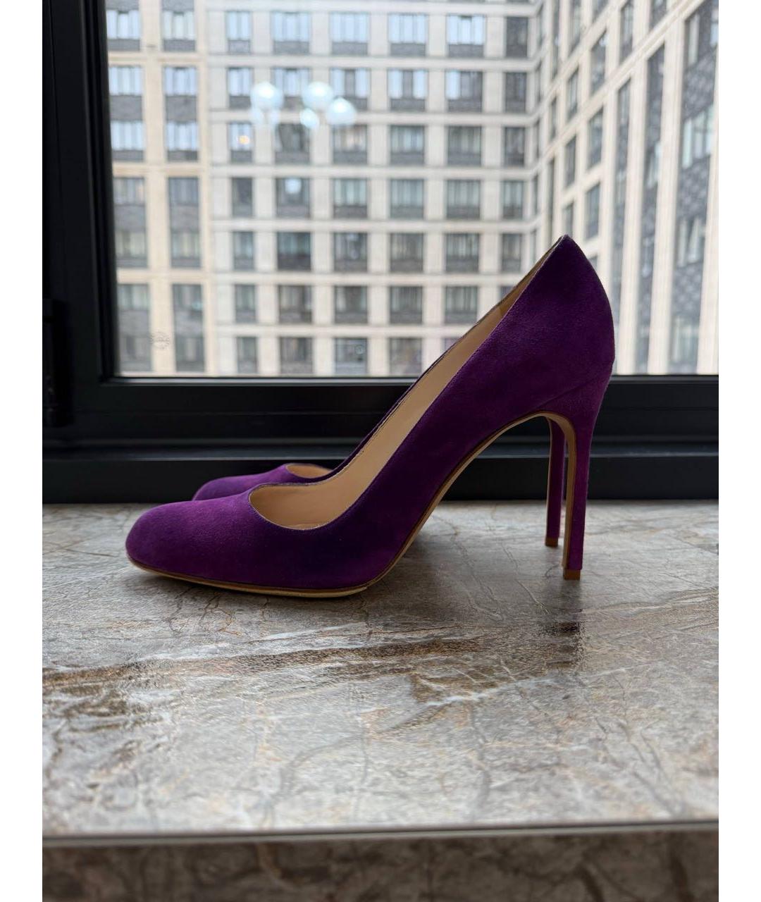 MANOLO BLAHNIK Фиолетовые замшевые туфли, фото 6