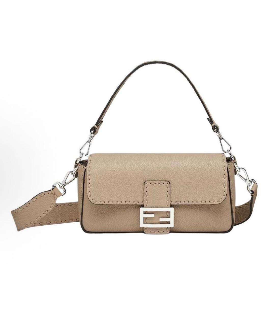 FENDI Бежевая кожаная сумка через плечо, фото 8