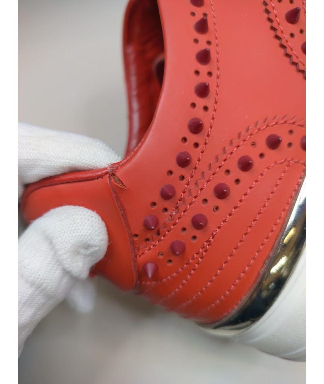PHILIPP PLEIN Красные нубуковые низкие кроссовки / кеды, фото 8