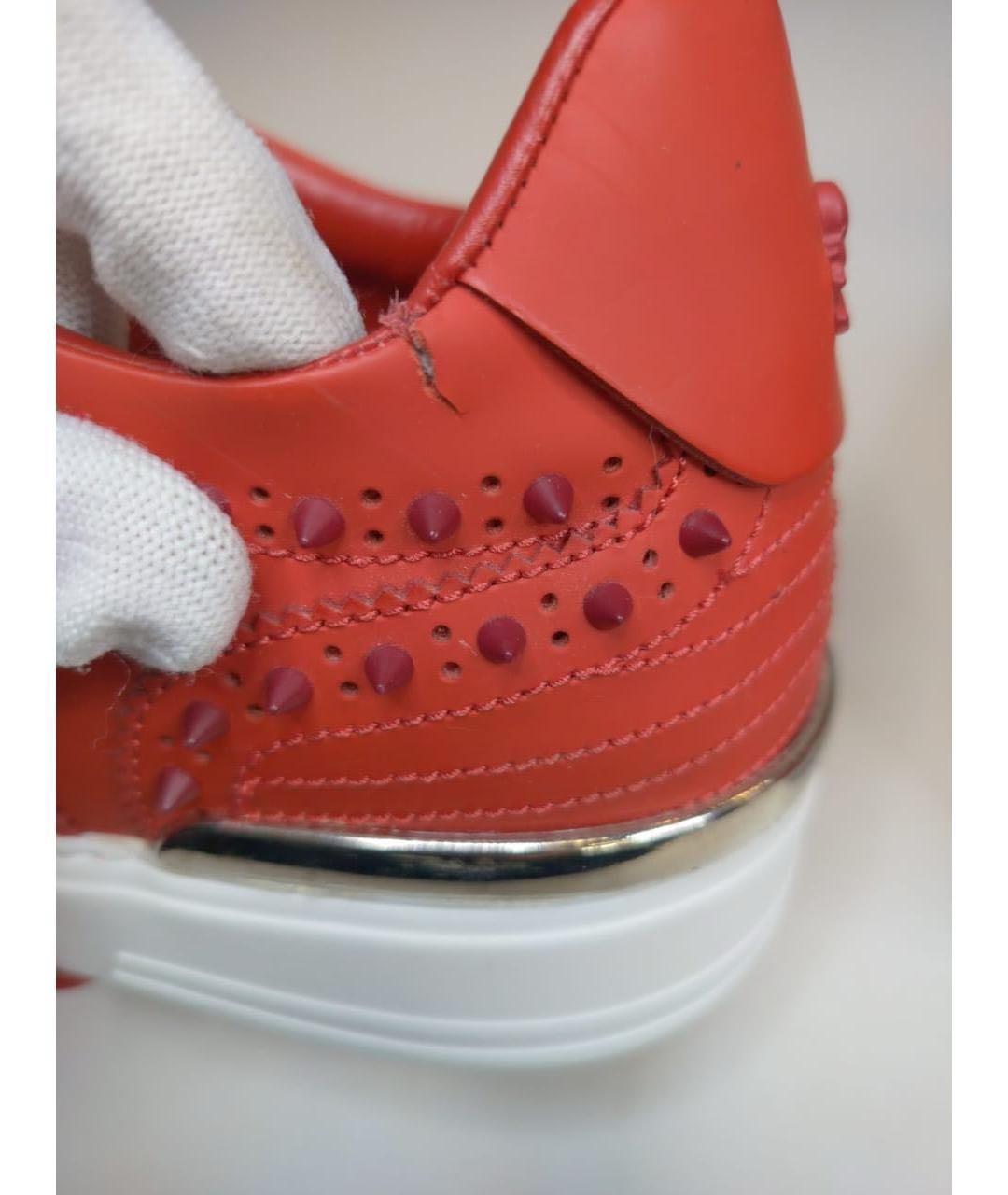 PHILIPP PLEIN Красные нубуковые низкие кроссовки / кеды, фото 7