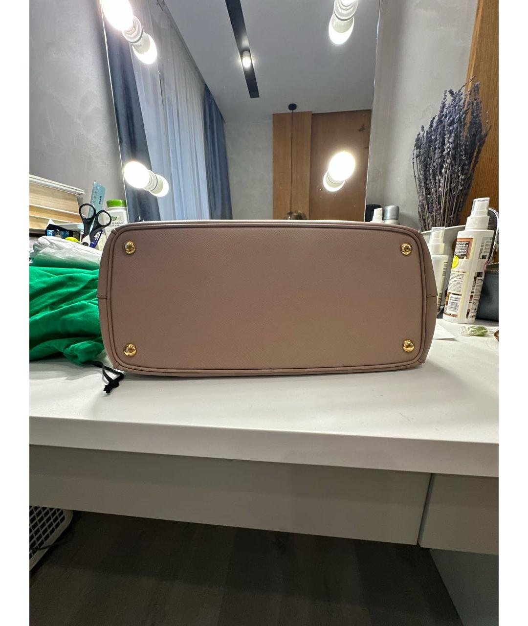 PRADA Бежевая кожаная сумка с короткими ручками, фото 5