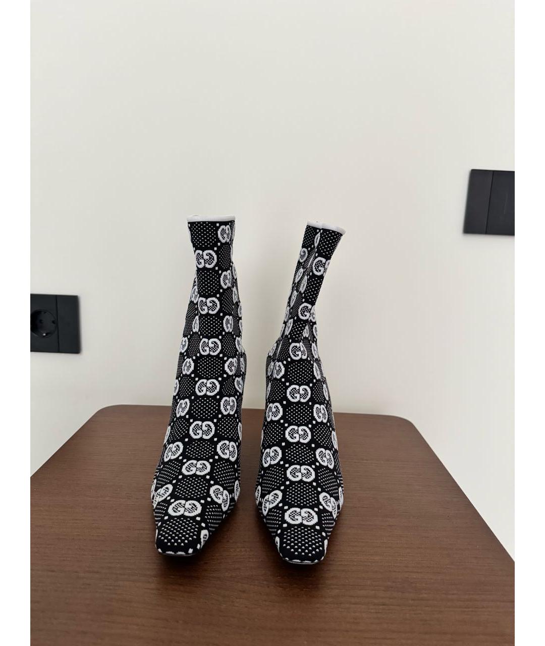 GUCCI Черные текстильные ботильоны, фото 2