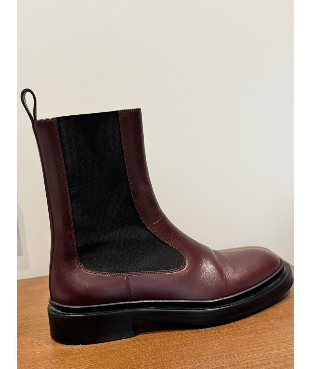 JIL SANDER Бордовые кожаные полусапоги, фото 4