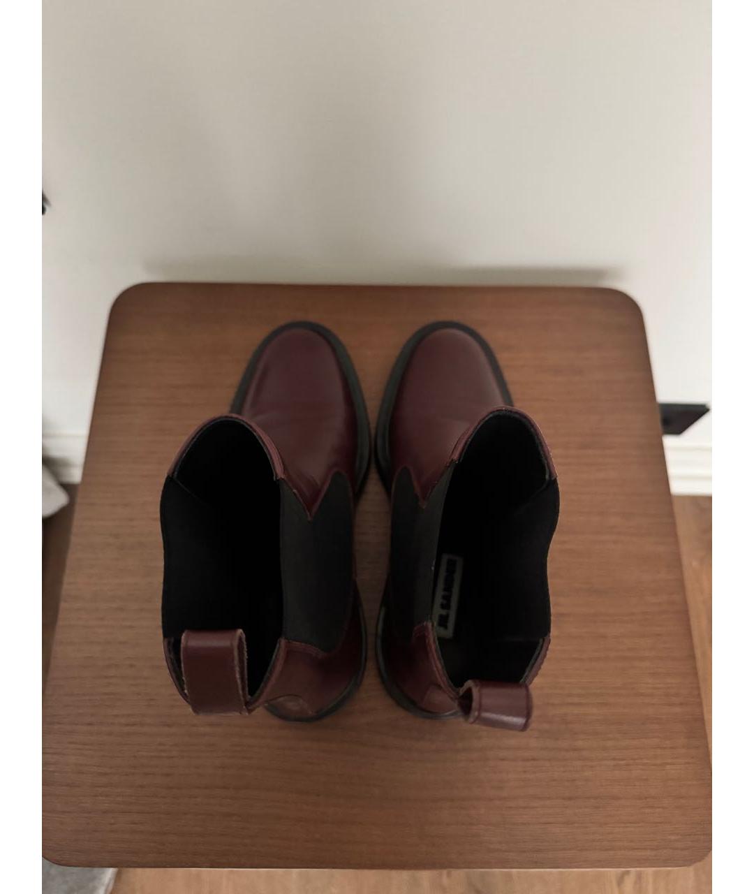 JIL SANDER Бордовые кожаные полусапоги, фото 2