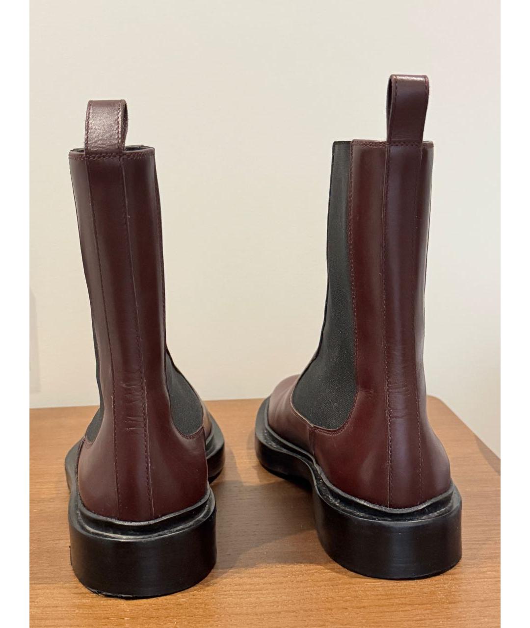 JIL SANDER Бордовые кожаные полусапоги, фото 3