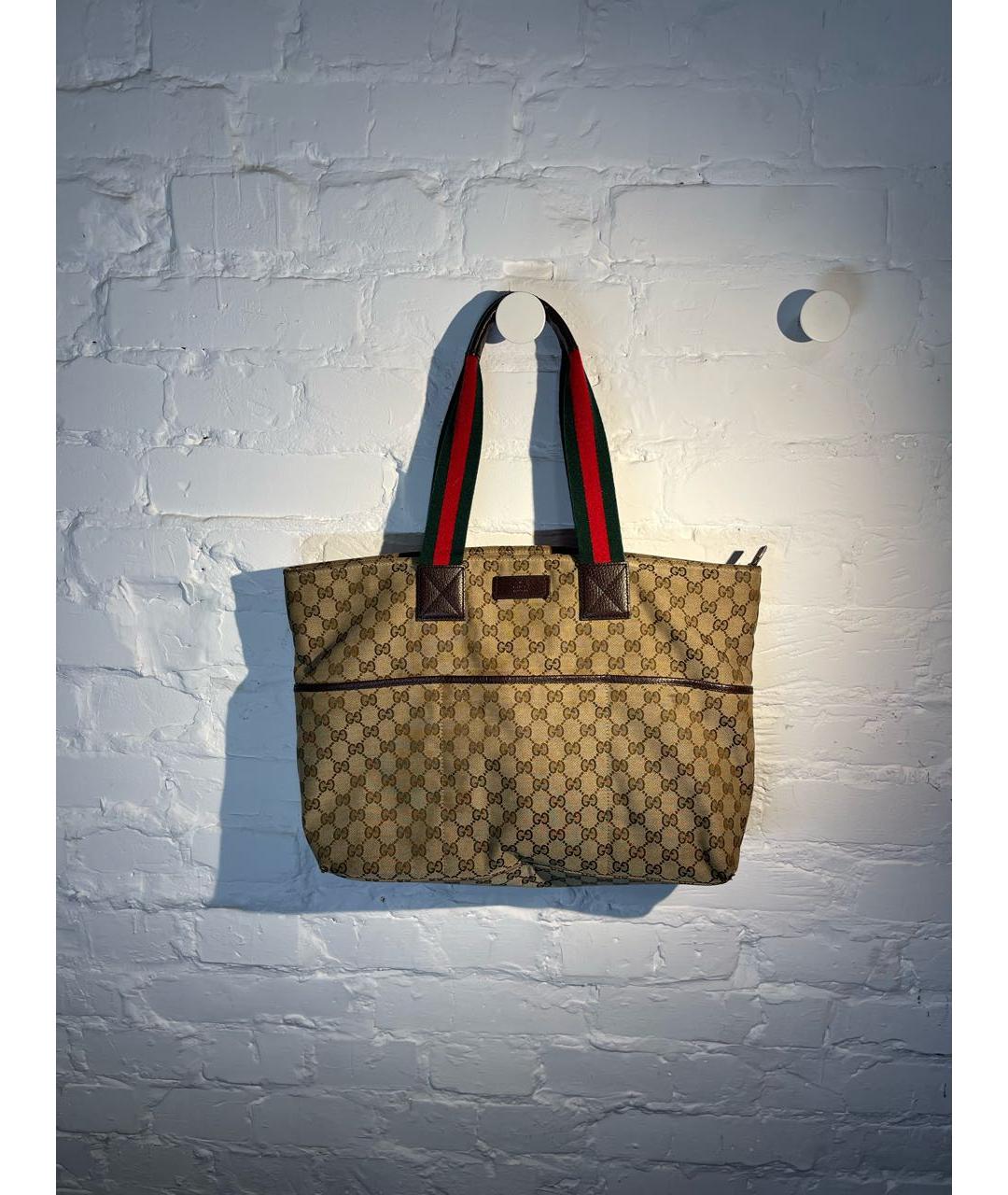 GUCCI Бежевая тканевая сумка тоут, фото 7