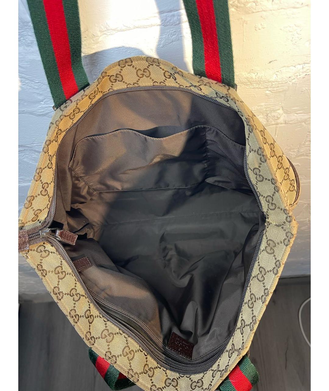 GUCCI Бежевая тканевая сумка тоут, фото 4