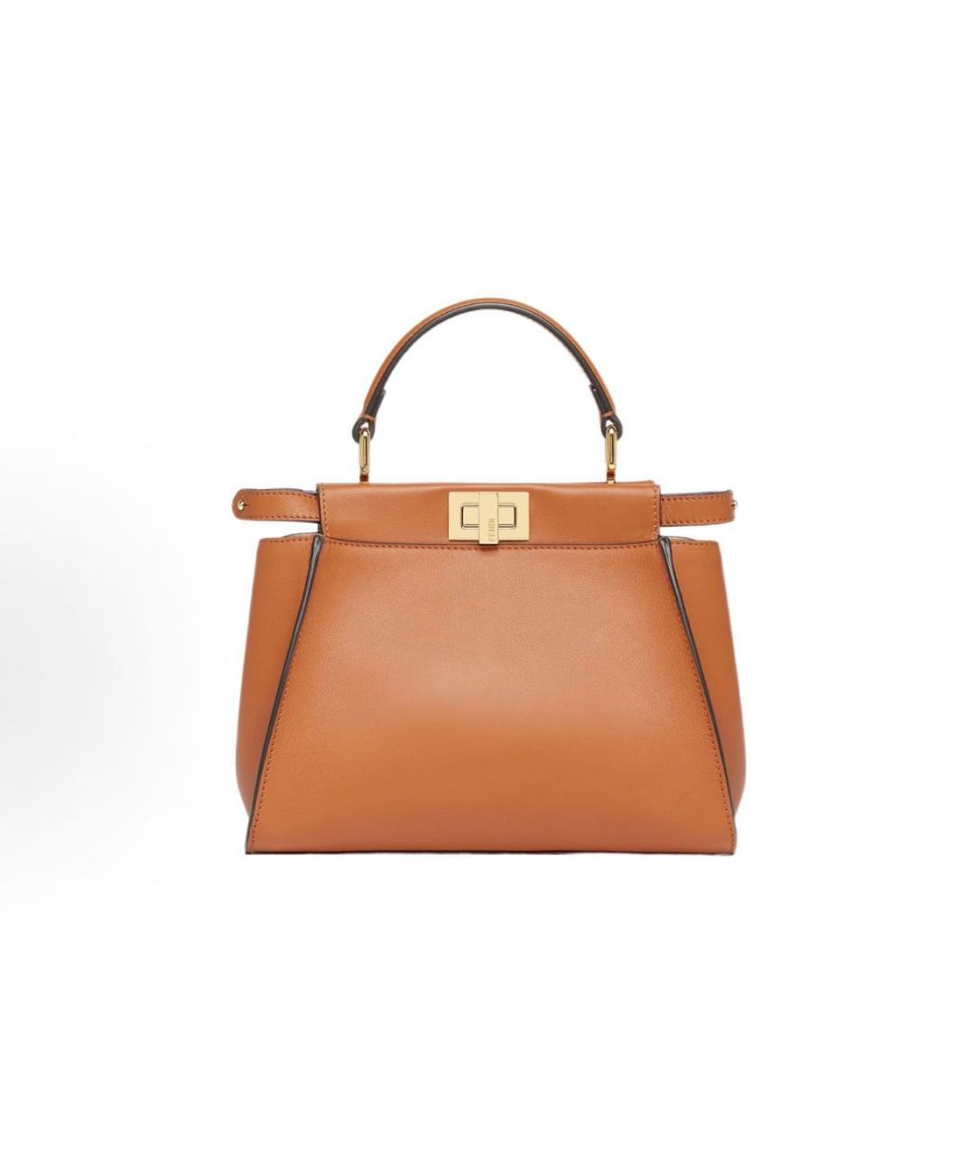 FENDI Коричневая кожаная сумка с короткими ручками, фото 8