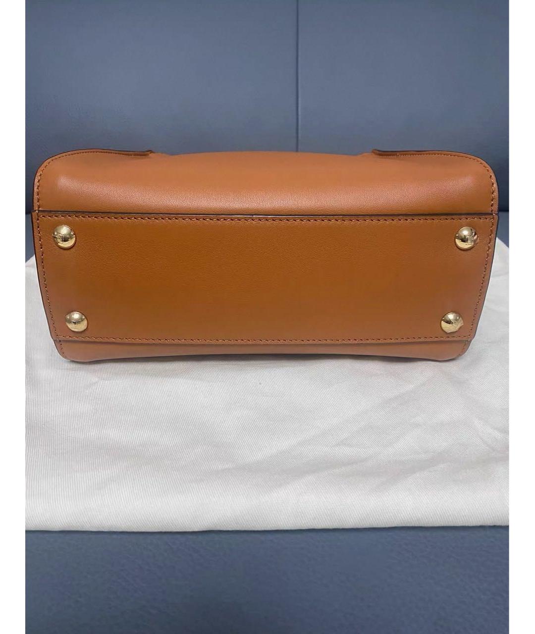 FENDI Коричневая кожаная сумка с короткими ручками, фото 6