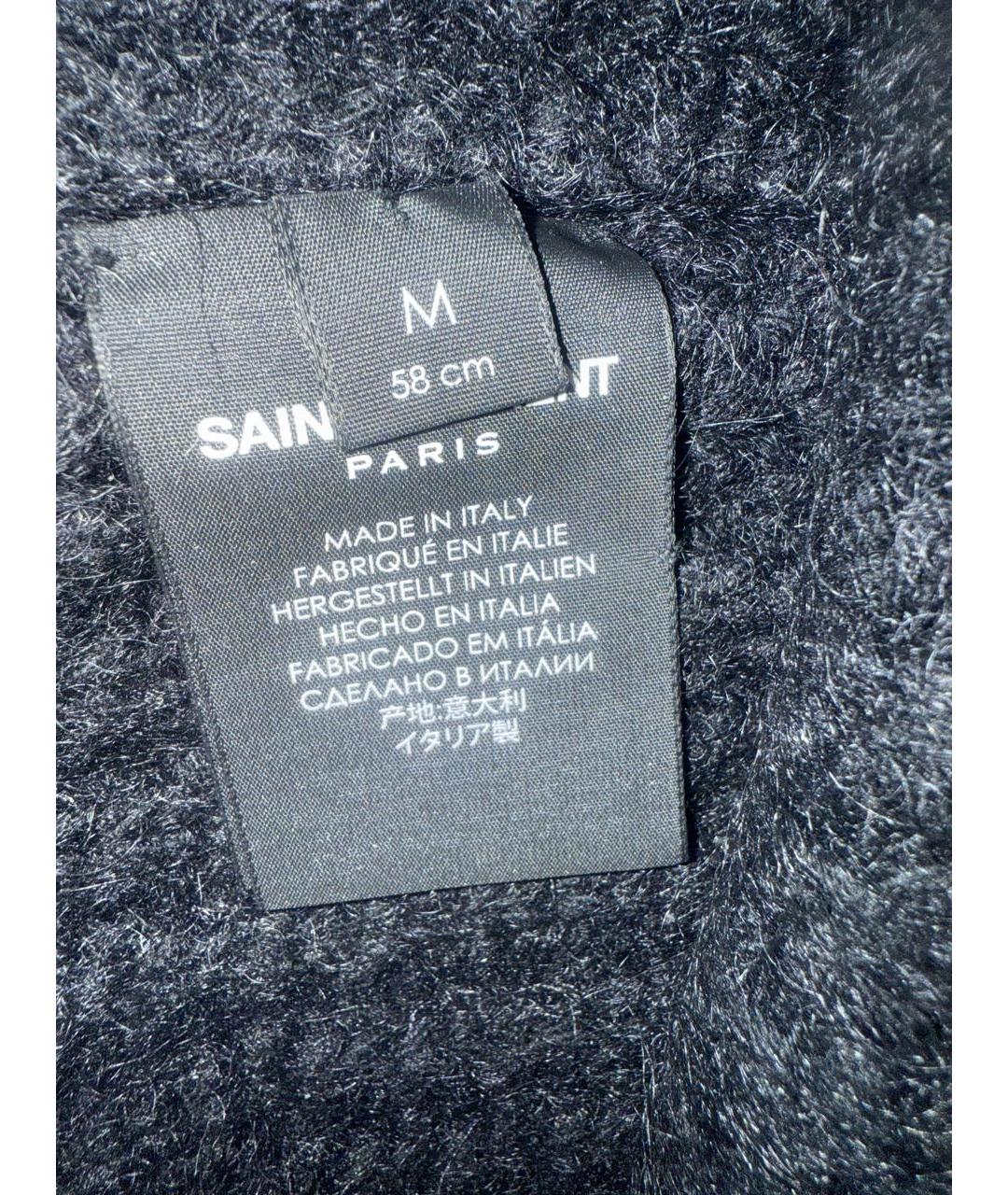 SAINT LAURENT Черная шерстяная шапка, фото 2