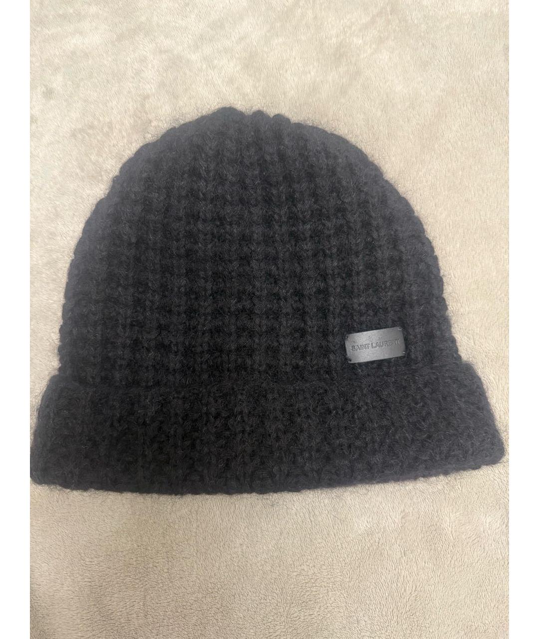 SAINT LAURENT Черная шерстяная шапка, фото 4