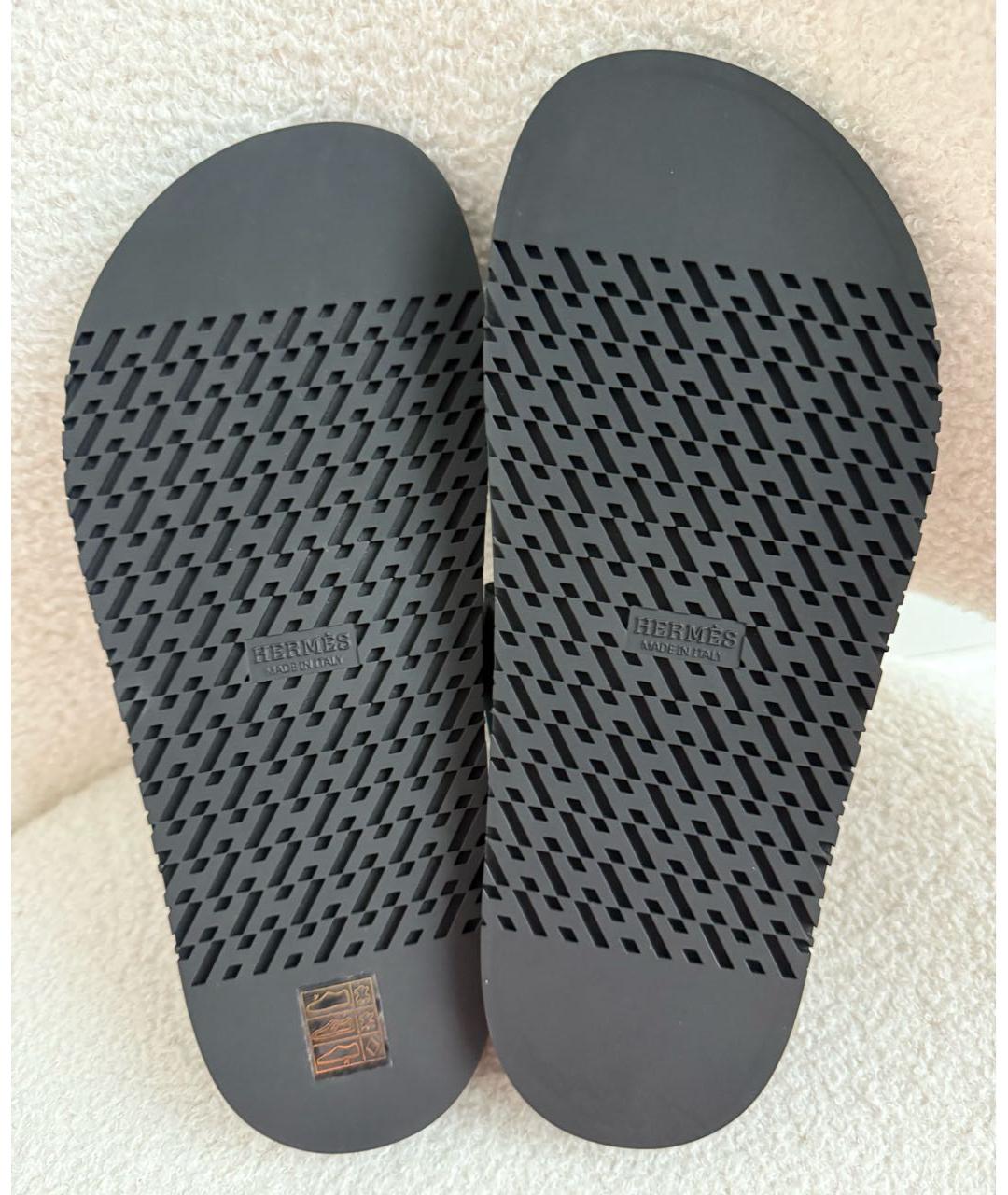 HERMES Зеленые кожаные сандалии, фото 5