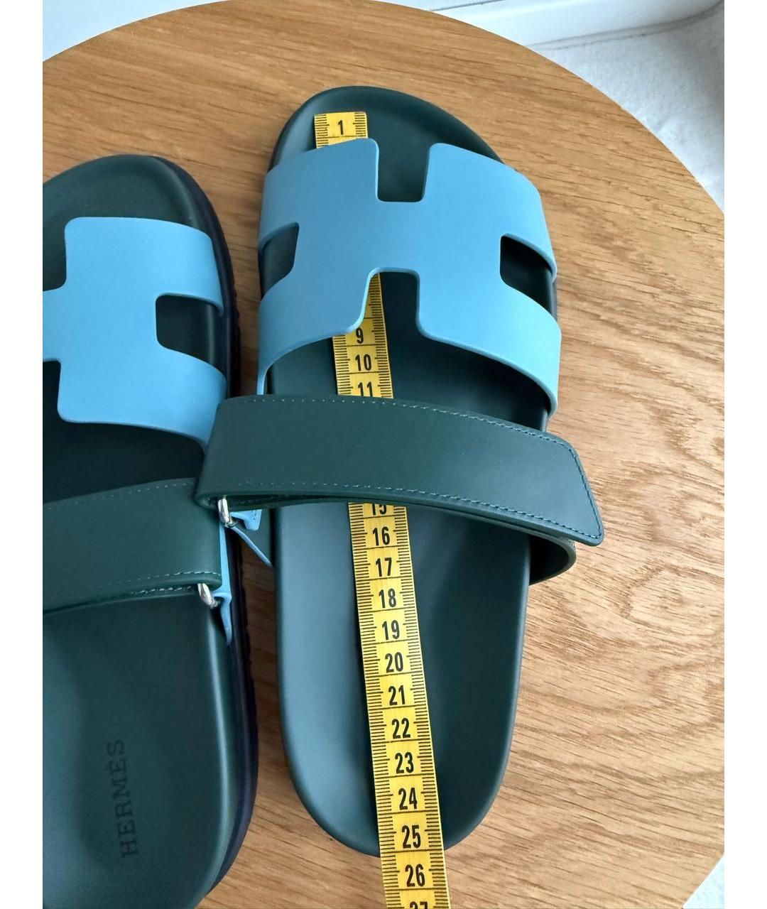 HERMES Зеленые кожаные сандалии, фото 6