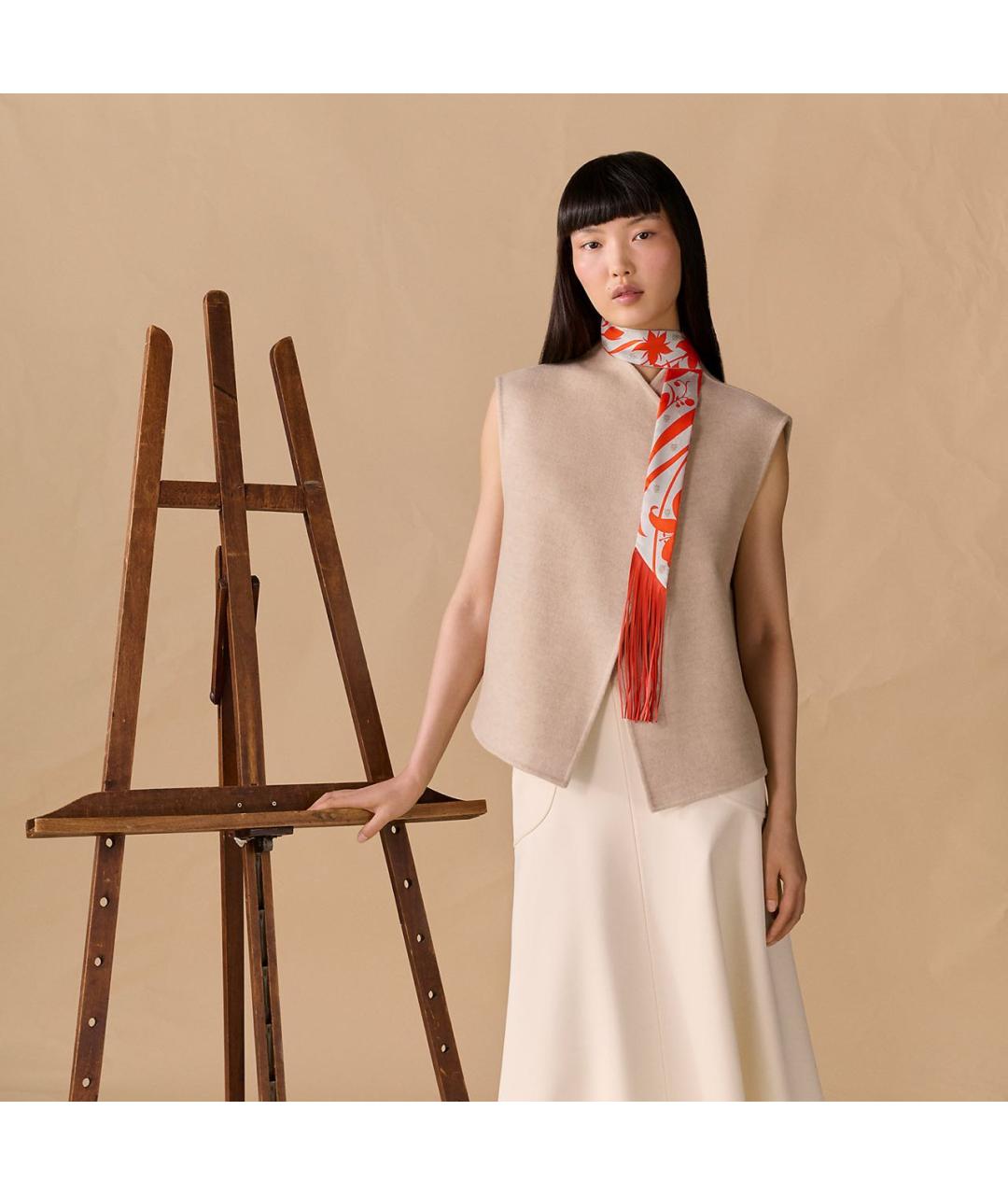 HERMES Оранжевый шелковый платок, фото 3