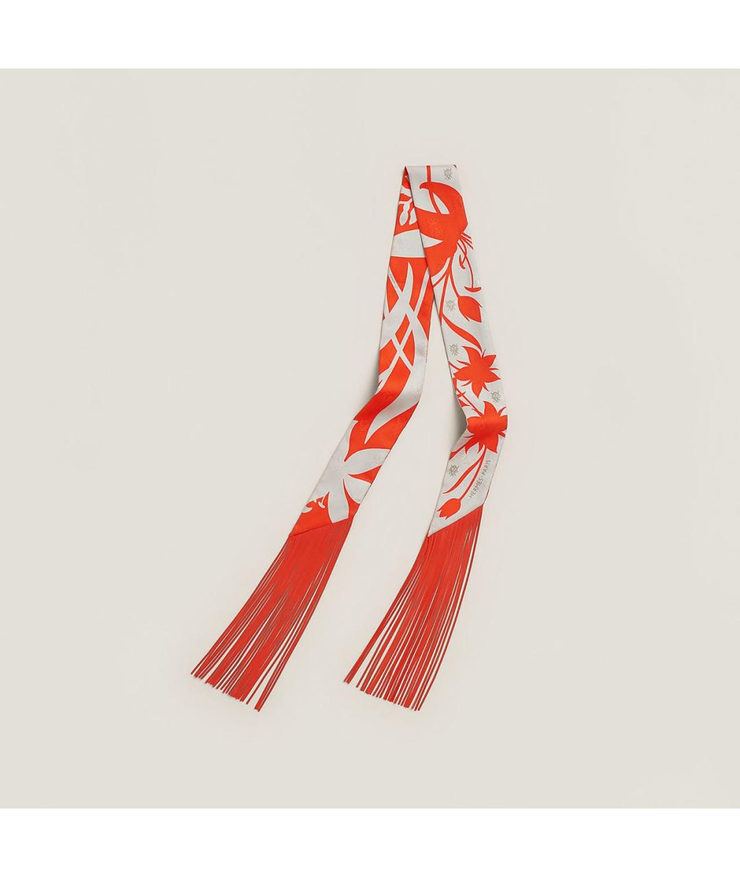 HERMES Оранжевый шелковый платок, фото 5