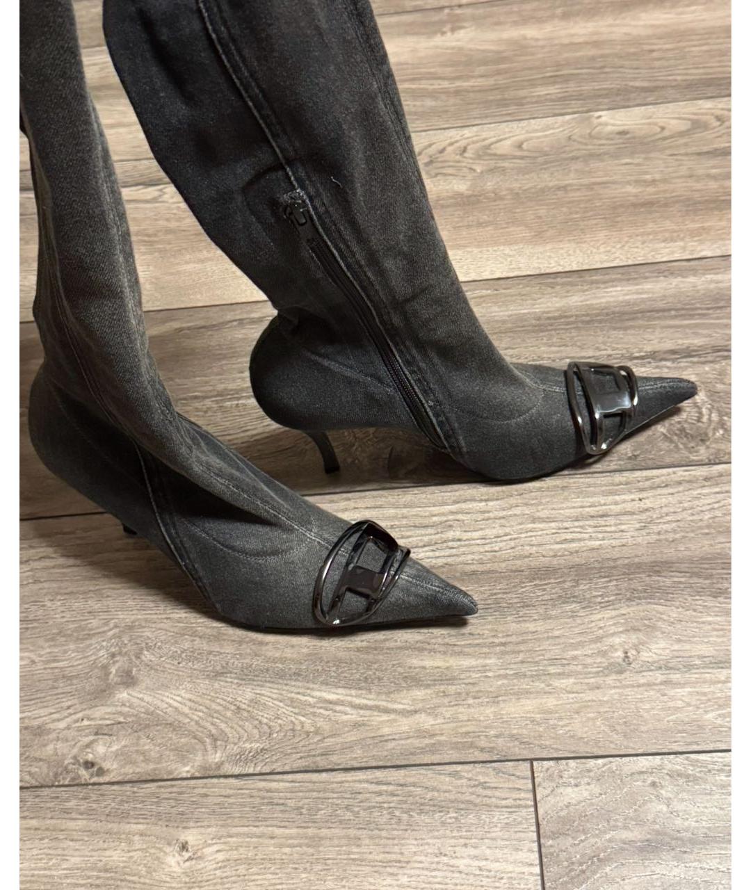 DIESEL Черные текстильные ботфорты, фото 8