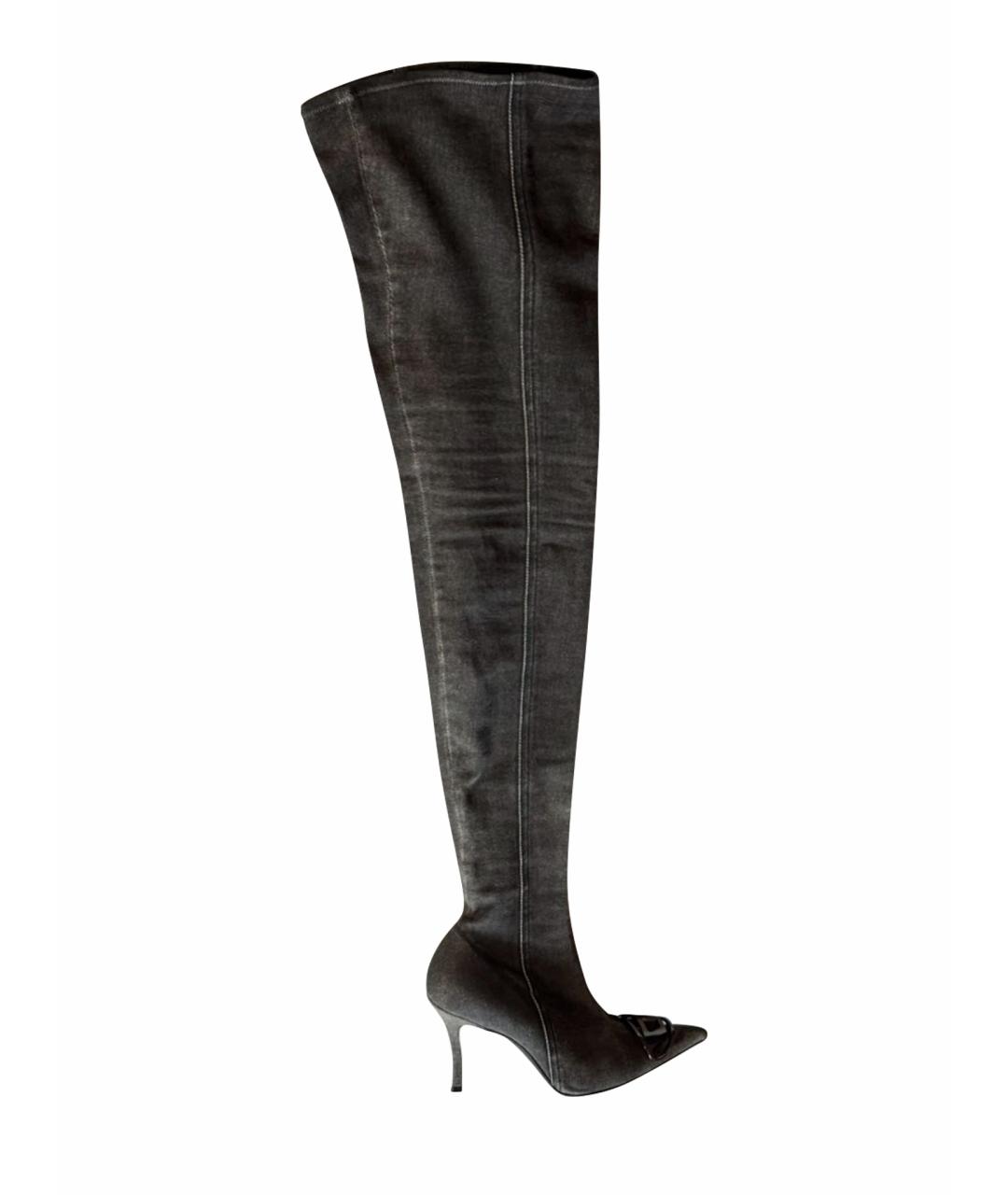 DIESEL Черные текстильные ботфорты, фото 1