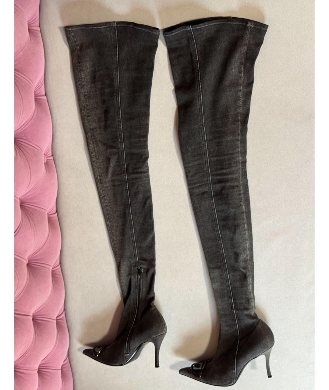 DIESEL Черные текстильные ботфорты, фото 9