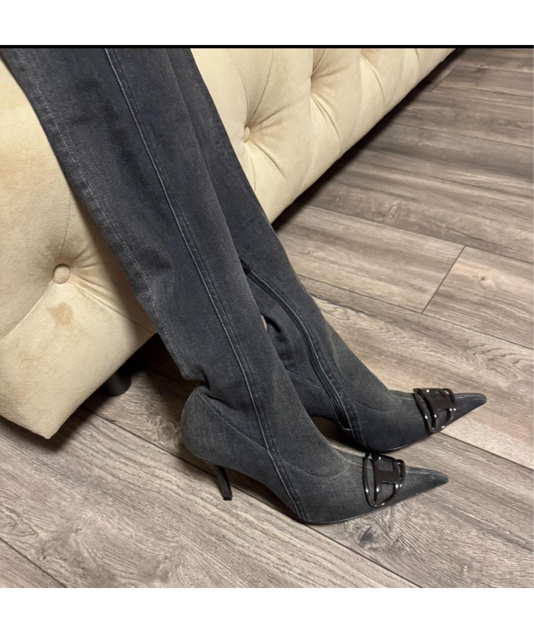 DIESEL Черные текстильные ботфорты, фото 2