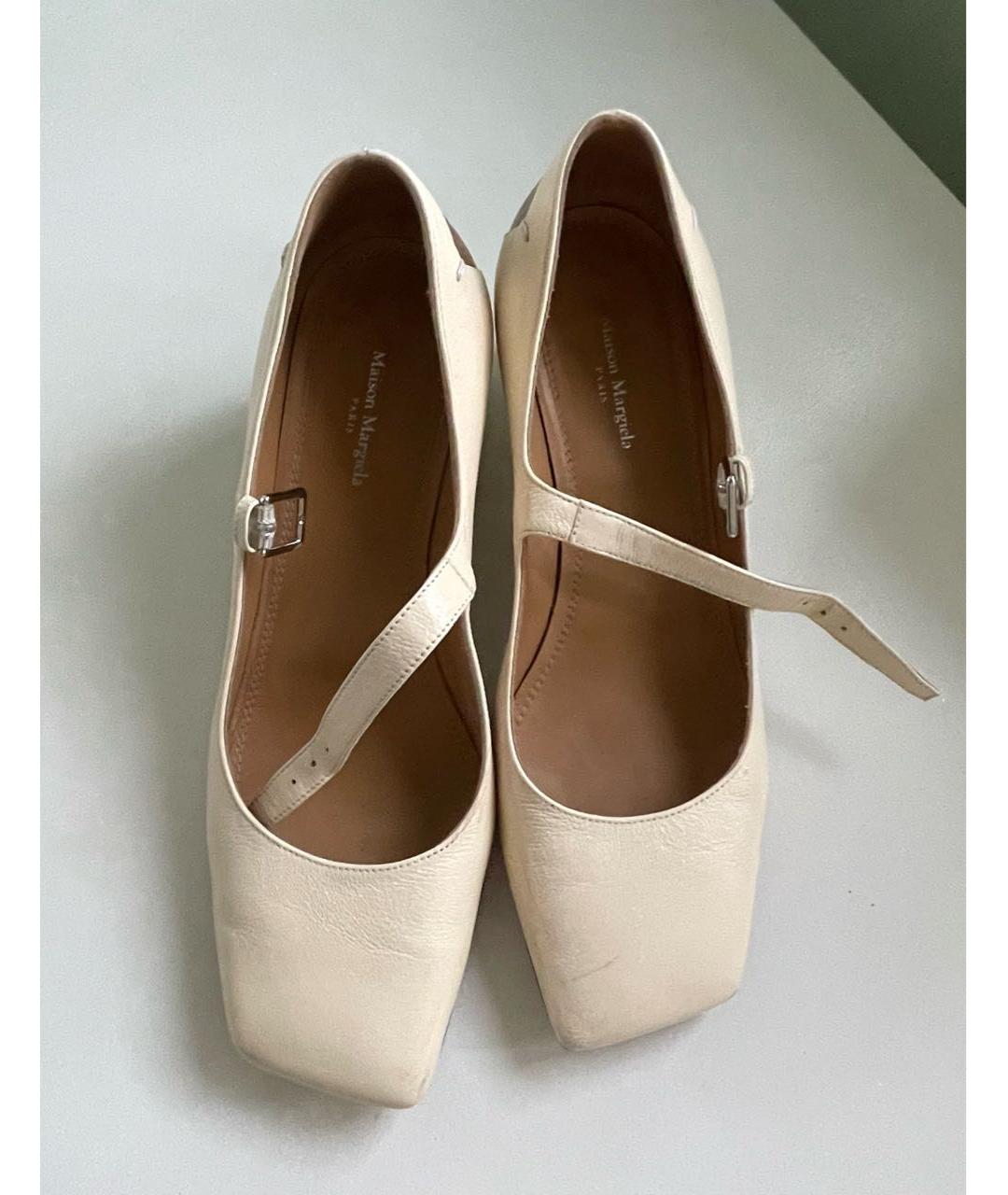 MAISON MARGIELA Бежевые кожаные туфли, фото 3