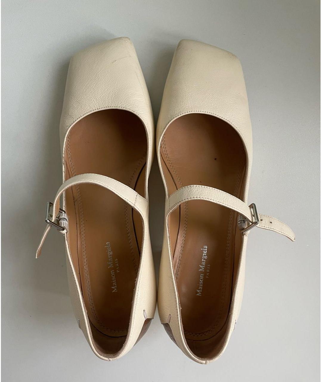 MAISON MARGIELA Бежевые кожаные туфли, фото 4