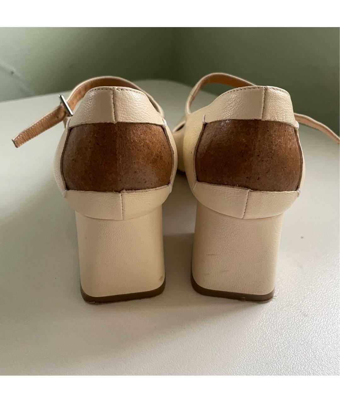 MAISON MARGIELA Бежевые кожаные туфли, фото 5