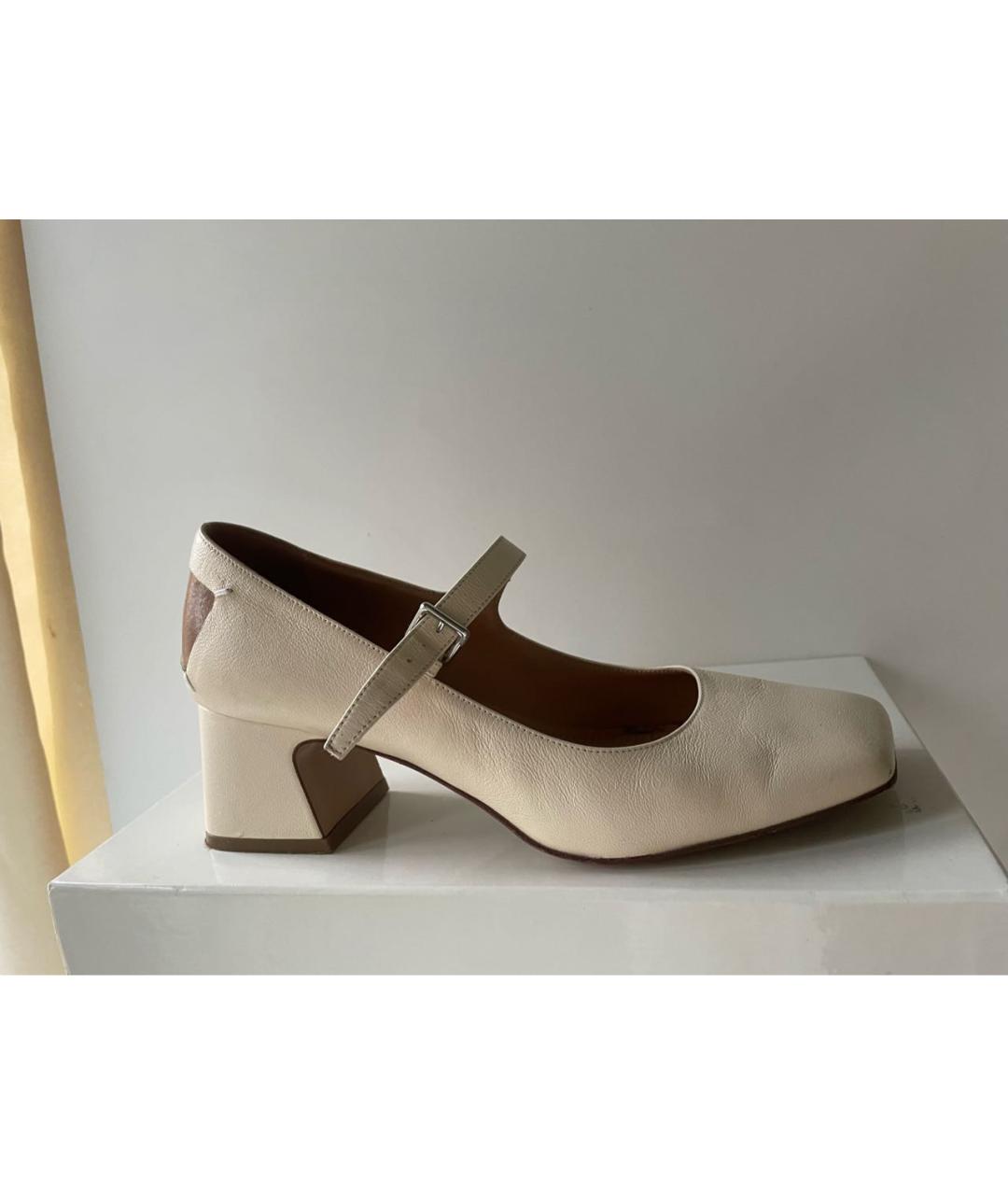 MAISON MARGIELA Бежевые кожаные туфли, фото 2