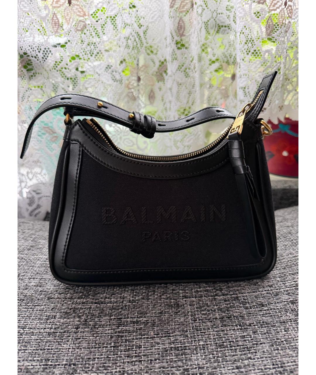 BALMAIN Черная хлопковая сумка с короткими ручками, фото 8