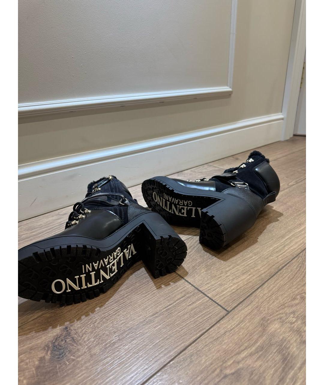 VALENTINO Черные кожаные ботинки, фото 3