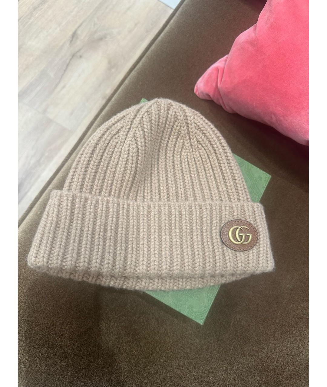 GUCCI Бежевая шерстяная шапка, фото 7