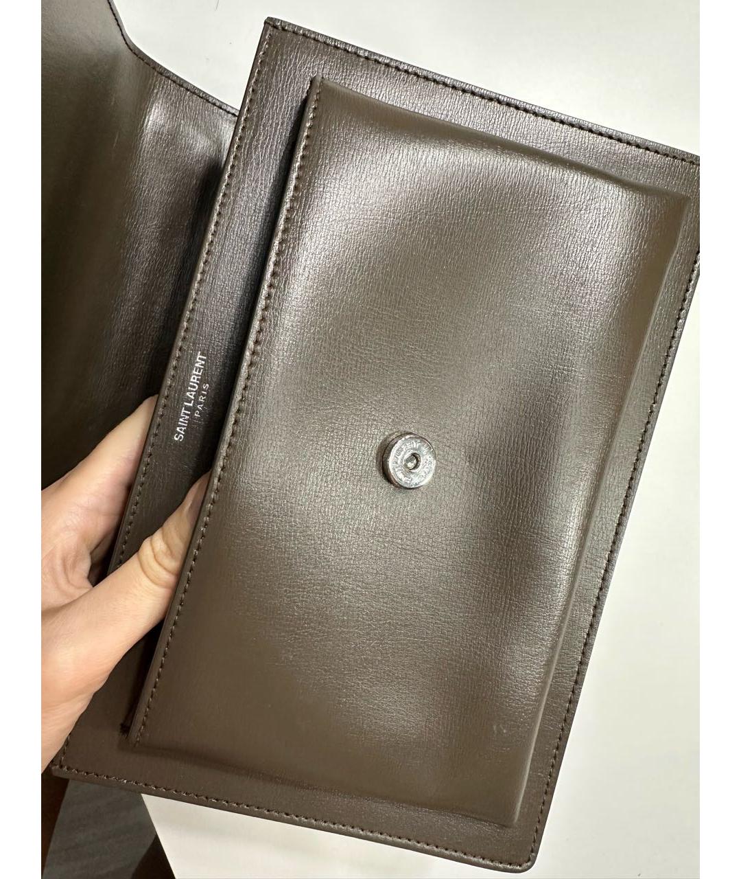 SAINT LAURENT Хаки кожаная сумка через плечо, фото 6