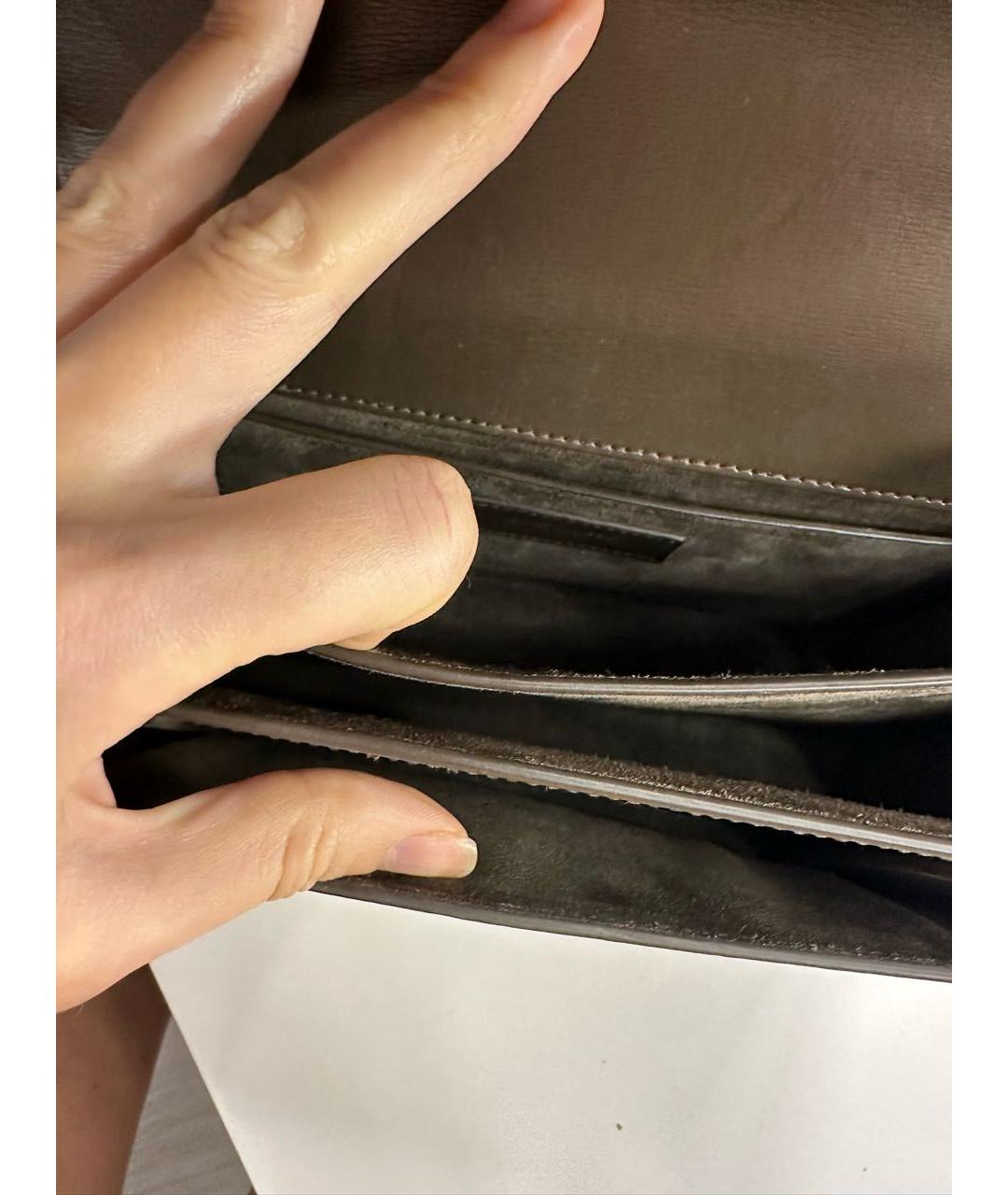 SAINT LAURENT Хаки кожаная сумка через плечо, фото 4