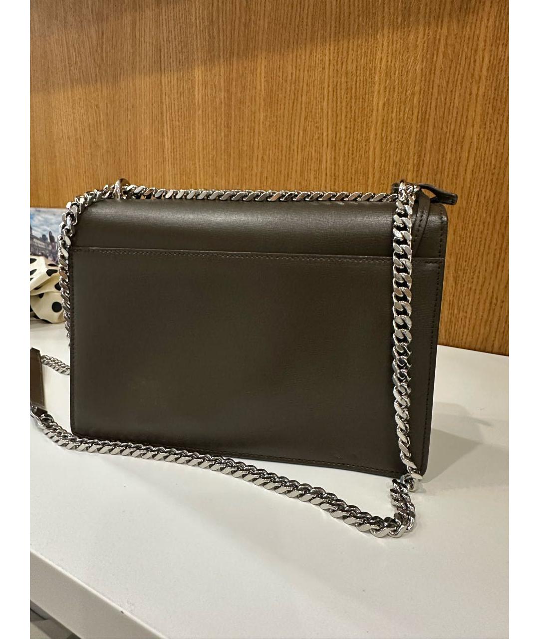 SAINT LAURENT Хаки кожаная сумка через плечо, фото 3