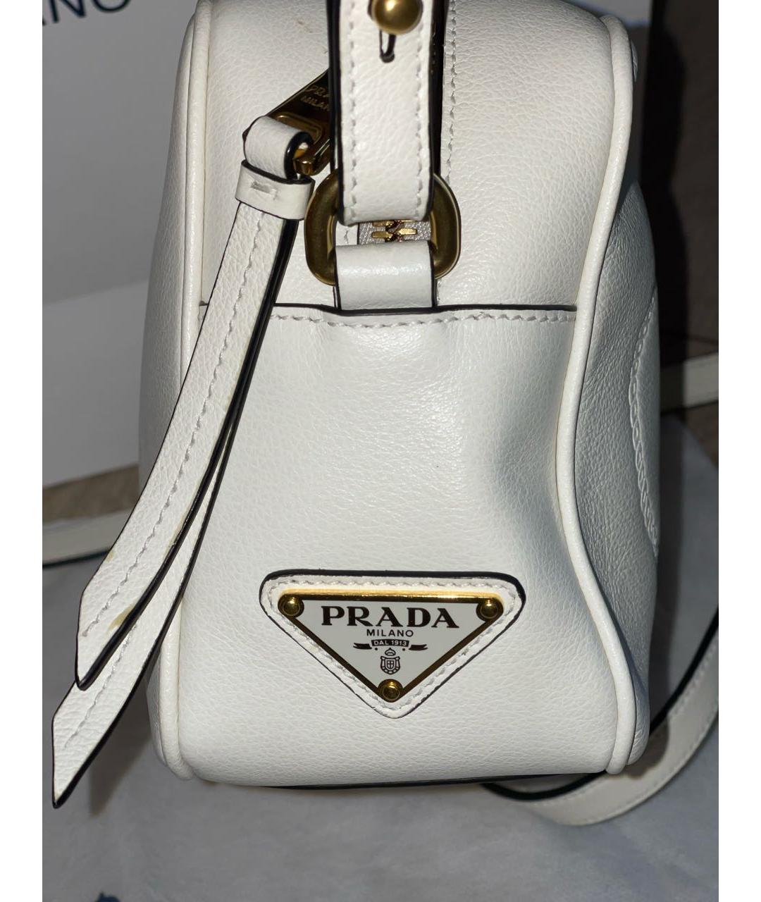 PRADA Белая кожаная сумка через плечо, фото 7