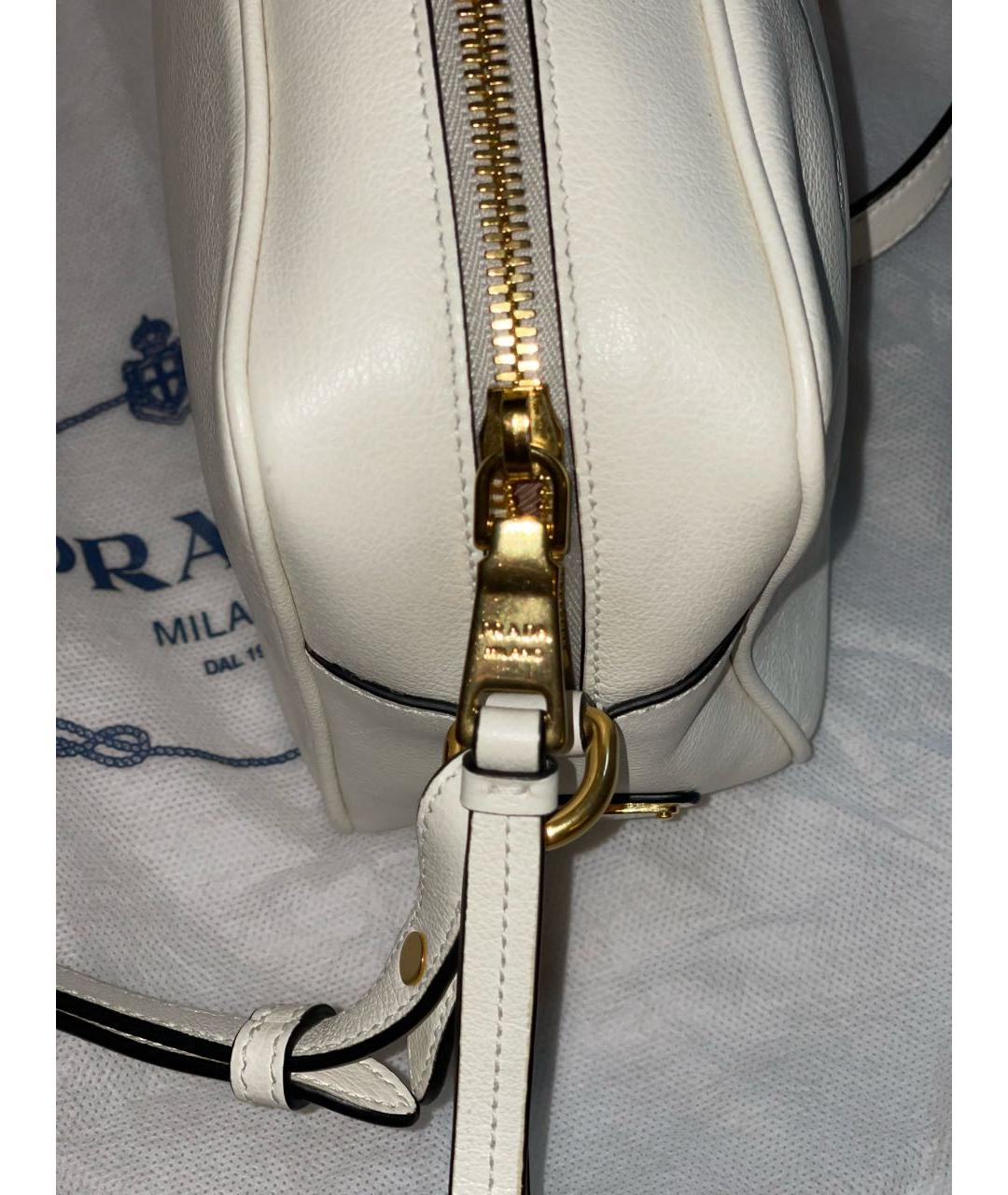 PRADA Белая кожаная сумка через плечо, фото 5