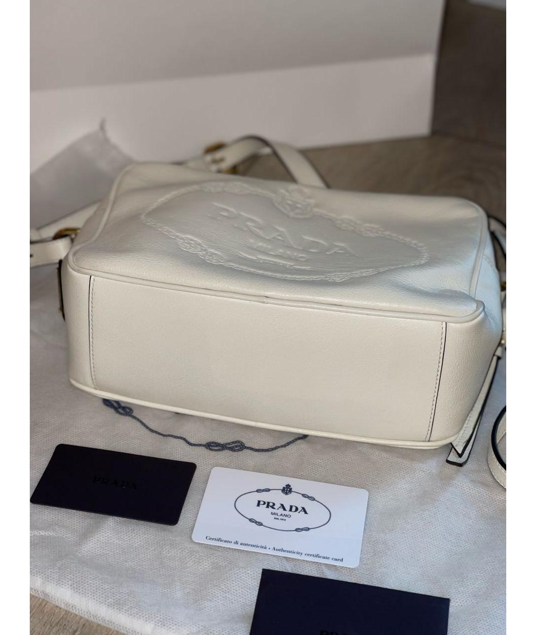 PRADA Белая кожаная сумка через плечо, фото 3