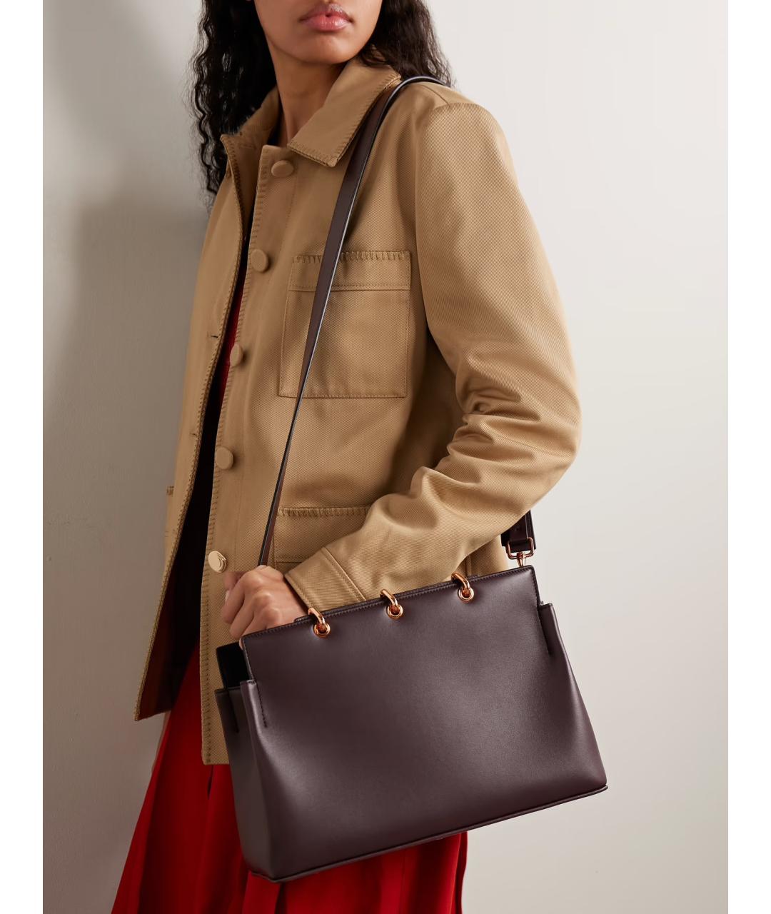 GABRIELA HEARST Бордовая кожаная сумка с короткими ручками, фото 2