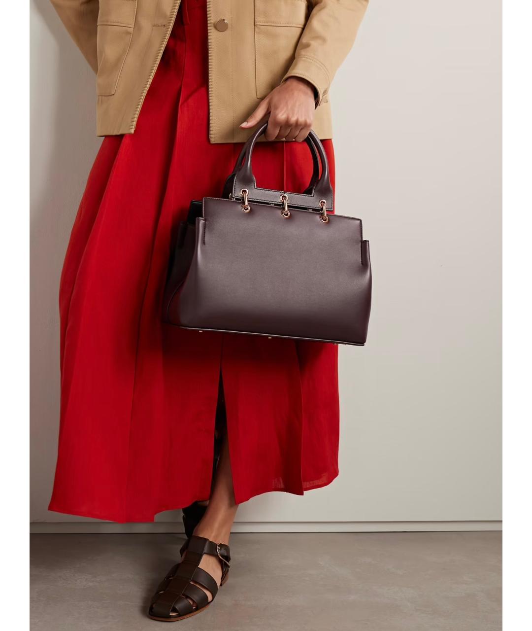 GABRIELA HEARST Бордовая кожаная сумка с короткими ручками, фото 3