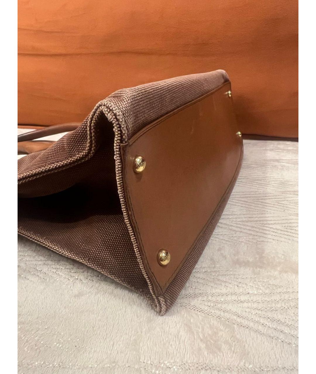 RALPH LAUREN Коричневая тканевая сумка с короткими ручками, фото 2