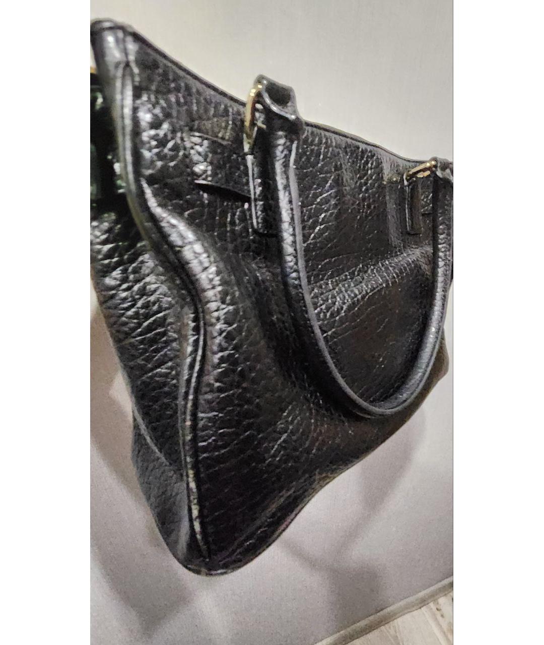 DKNY Черная кожаная сумка с короткими ручками, фото 3