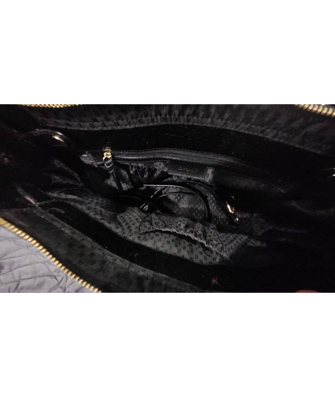 DKNY Черная кожаная сумка с короткими ручками, фото 4