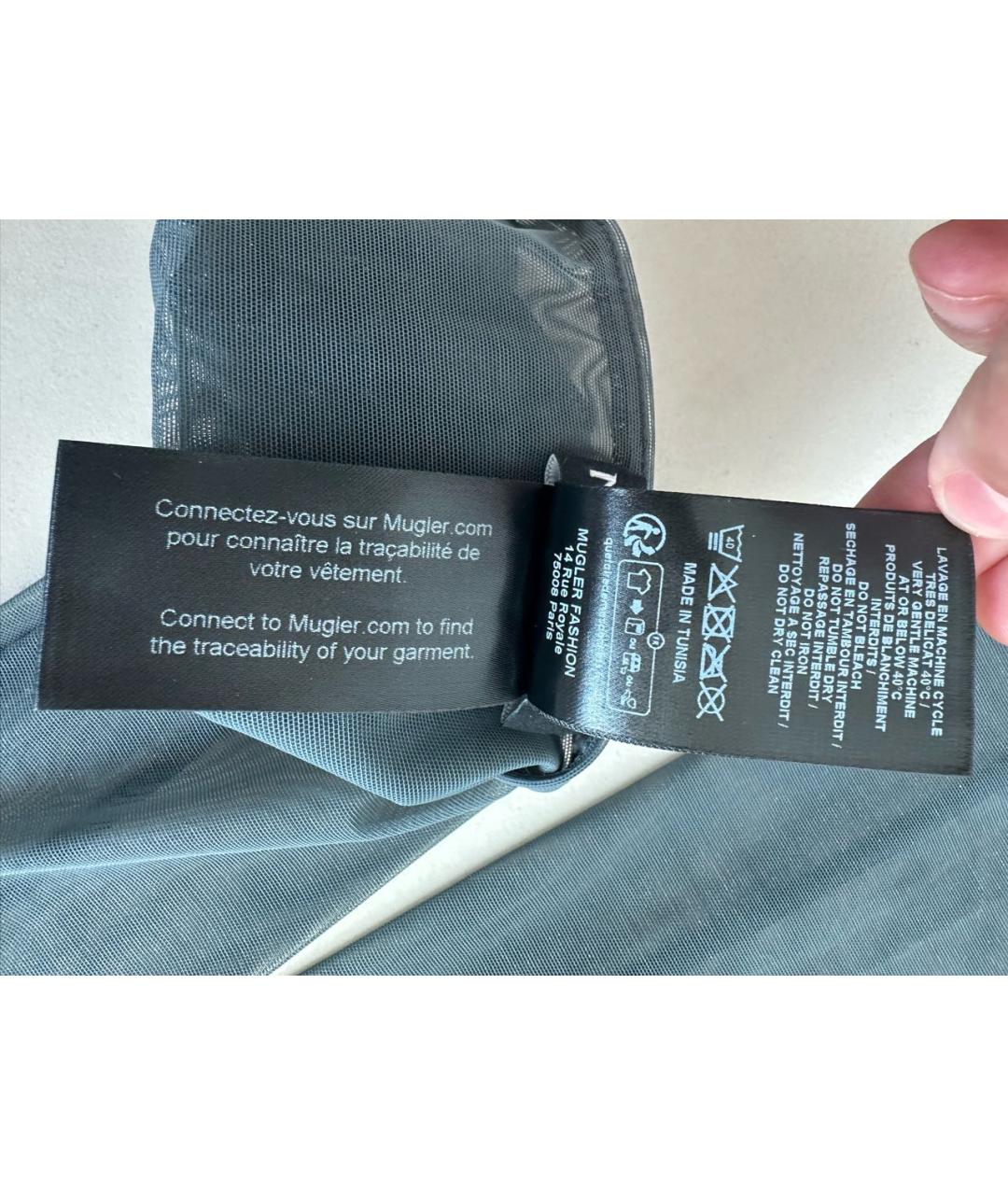 MUGLER Серые синтетические перчатки, фото 5