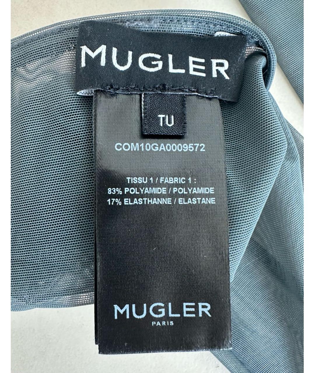 MUGLER Серые синтетические перчатки, фото 4