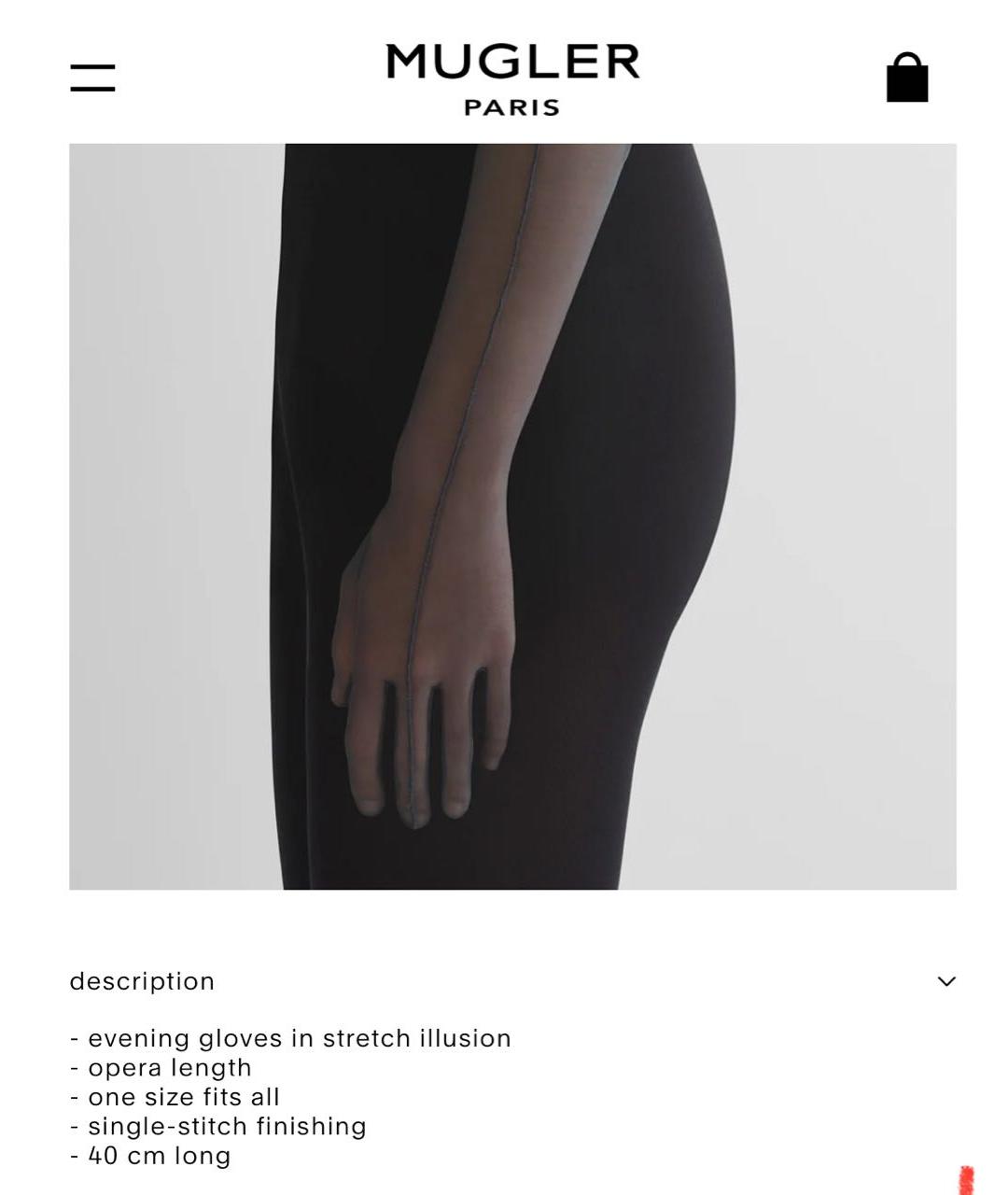 MUGLER Серые синтетические перчатки, фото 3