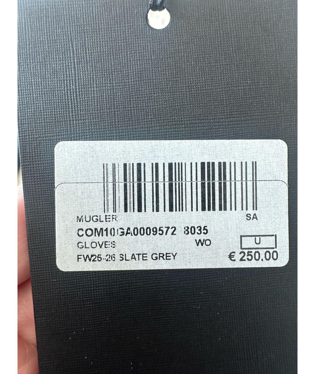 MUGLER Серые синтетические перчатки, фото 6