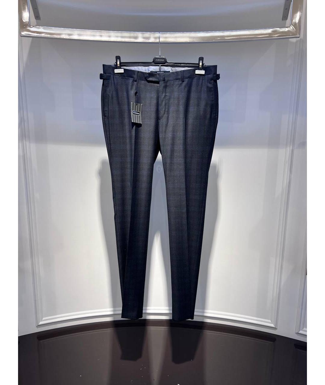 ZZEGNA Темно-синие шерстяные классические брюки, фото 4