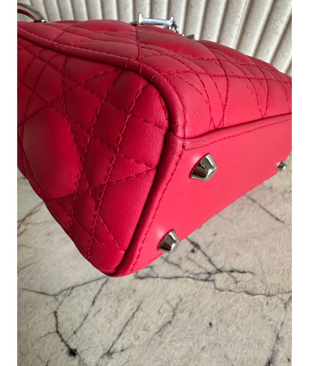 CHRISTIAN DIOR Красная кожаная сумка с короткими ручками, фото 7